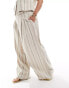 ASOS DESIGN Curve wide leg trouser with linen in deckchair stripe co-ord