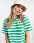 Monki striped dress in green stripe