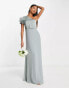 TNFC Bridesmaid one shoulder maxi dress in sage green