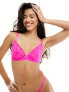 Boux Avenue Valentines Nadia cherry flock plunge non-padded bra in pink