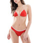 Free Society contrast high leg bikini bottom in red and white