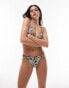 Topshop – Mehrfarbige Bikinihose mit Ringdetails und Leopardenmuster