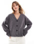 ASOS DESIGN v neck cardigan in lambswool blend in grey