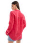 Superdry Casual linen boyfriend shirt in electric pink