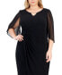 Plus Size Sheer-Sleeve Chain-Detail Sheath Dress