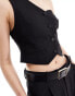 Bershka one shoulder tailored waistcoat in black