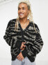 ADPT oversized jacquard cardigan in zebra in black