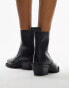 Topshop Lara leather western style ankle boot in black