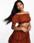 Threadbare broderie off shoulder crop top co-ord in rust