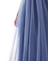 Anaya Plus Bridesmaid tulle one shoulder maxi dress in blue