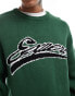 Weekday Cypher jumper with varisty jacquard graphic in dark green