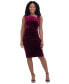 Women's Asymmetric-Neck Velvet Sheath Dress