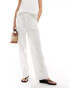 Vero Moda mix and match tie waist wide leg trouser in white