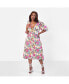 Plus Size Elena Tropical Print A-Line Midi Dress