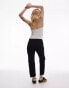 Topshop Petite cropped mid rise straight jeans with raw hems in black