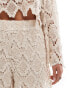 YAS Festival crochet short co-ord in cream - BEIGE