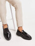 ASOS DESIGN loafers in black leather with chunky sole and contrast stitch