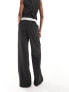 Extro & Vert tailored pinstripe trouser with asymmetric waistband in black co-ord