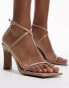 Topshop Farah two part block heel sandal in natural patent