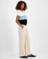 Women's Pinstriped Wide-Leg Pants