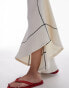 Topshop Panelled Disjointed Asymmetric Jersey Skirt in Cream