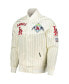 Men's Cream Los Angeles Angels Cooperstown Collection Pinstripe Retro Classic Satin Full-Snap Jacket