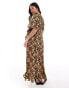 Vero Moda Petite wrap front maxi dress in dark floral print