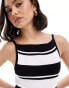 ASOS DESIGN knitted mini dress in mono stripe