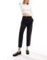 Stradivarius tailored pleat front cropped trouser in black