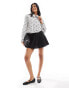 Miss Selfridge poplin cropped shirt in bow print