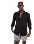 River Island linen blend shirt in black