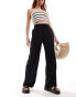 Noisy May loose fit linen mix trouser in black