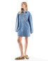 ASOS DESIGN denim mini shirt dress in midwash blue