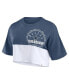 Women's Navy/White Dallas Cowboys Boxy Color Split Cropped T-Shirt