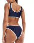 4th & Reckless florence contrast trim bikini bottom in navy