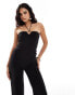 Mango halterneck ring jumpsuit in black