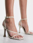 ASOS DESIGN Nelly asymmetric high heeled sandals In natural linen