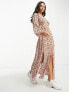 Miss Selfridge Petite button through maxi dress in chocolate rose