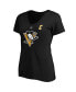 Women's Sidney Crosby Black Pittsburgh Penguins Plus Size Name and Number V-Neck T-shirt