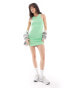 ONLY ribbed mini dress in bright green