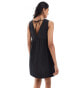 ASOS DESIGN v neck chuck on mini dress in black