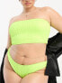 COLLUSION Plus textured high leg bikini bottom in neon yellow