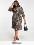 Vero Moda Curve long sleeve midi dress animal print