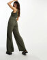 ASOS DESIGN drop waist soft touch jumpsuit in khaki