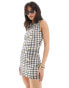 ASOS DESIGN bodycon mini dress in gingham with lemon embroidery