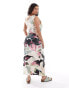 ASOS DESIGN Curve twist strap one shoulder midi dress in floral print