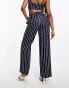 4th & Reckless stripe high waist trouser co-ord in navy