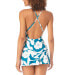 Anne Cole 284710 Women Surplice Maillot Swimdress Teal Print, Size 10