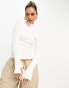 River Island rib top with frilled sleeve in white