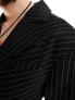 COLLUSION gathered front blazer dress in black pinstripe